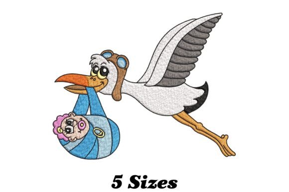 Charming Stork Bird Carrying Baby