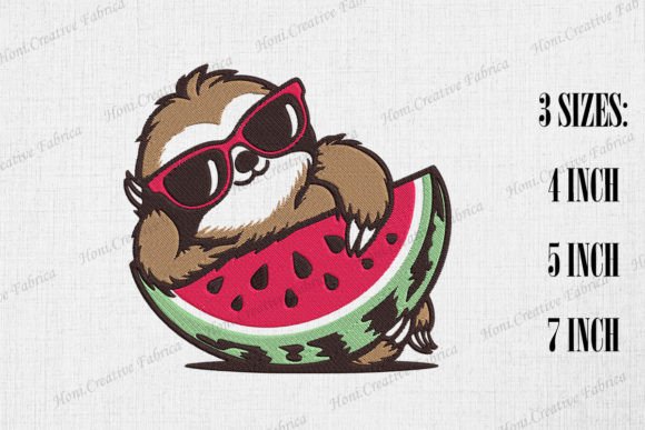 Cute Sloth Loves Watermelon Embroidery Design Review