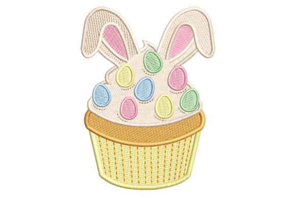 Easter Cupcake with Bunny Ears and Eggs