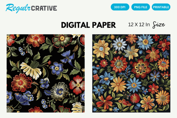Floral Embroidery Digital Paper Patterns Review