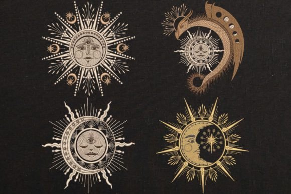 Set of 4 Sun with Face, Moon Star Review